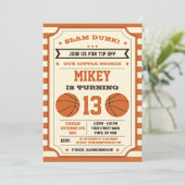 Basketball Geburtstagsparty Einladung (Stehend Vorderseite)