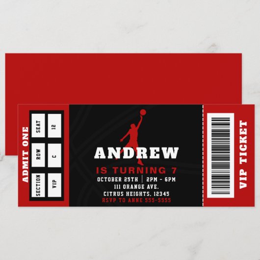 Basketball Geburtstagsparty Einladung (Vorne/Hinten)