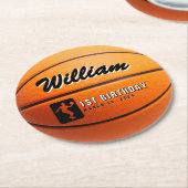 Basketball Geburtstagsparty Runder Pappuntersetzer (Angewinkelt)