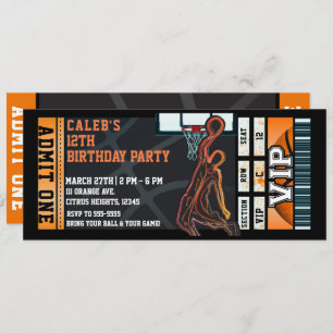 Basketball Geburtstagsparty VIP Ball Game Ticket Einladung