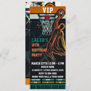 Basketball Geburtstagsparty VIP Ball Game Ticket Einladung