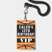 Basketball Geburtstagsparty VIP Pass Abzeichen Ausweis (Vorderseite mit Lanyard)