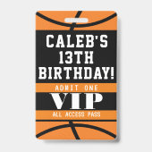 Basketball Geburtstagsparty VIP Pass Abzeichen Ausweis (Rückseite)