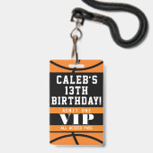 Basketball Geburtstagsparty VIP Pass Abzeichen Ausweis (Rückseite mit Lanyard)