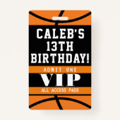 Basketball Geburtstagsparty VIP Pass Abzeichen Ausweis (Vorderseite)