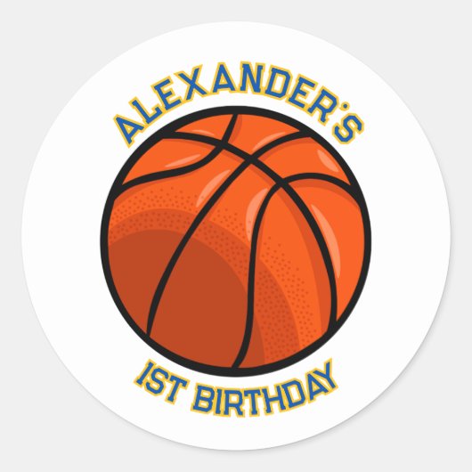 Basketball-Geburtstagssticker Runder Aufkleber (Vorderseite)
