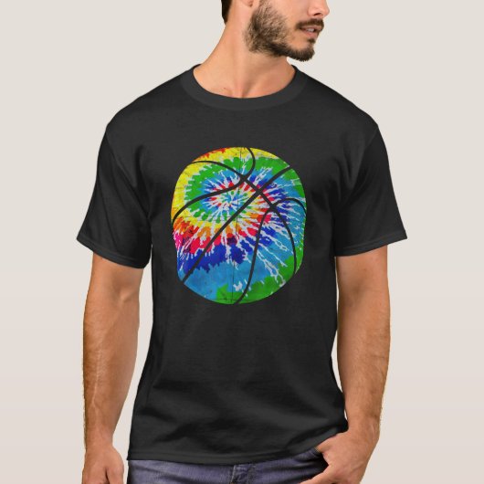 Basketball Gefärbte Krawatte Shirt Rainbow Trippy  (Vorderseite)