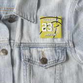 Basketball Gelb und Weiß | Personalisieren Button (Beispiel)