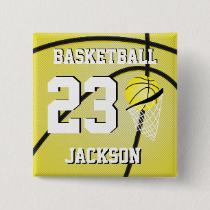 Basketball Gelb und Weiß Personalisieren Button