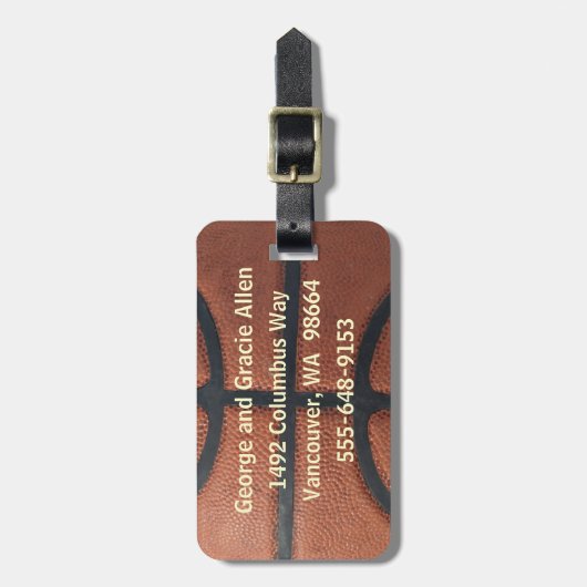 Basketball Gepäckanhänger (Vorderseite vertikal)