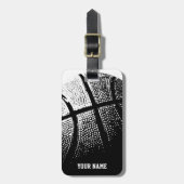Basketball-Gepäckanhänger mit Namen oder Monogramm Gepäckanhänger (Vorderseite vertikal)