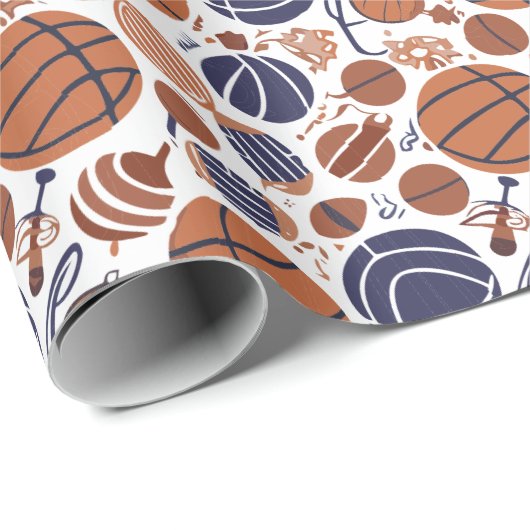Basketball Geschenkpapier (Rolleneckpunkt)