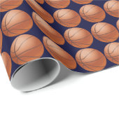 Basketball Gift Wrap, Dark Blue Background Geschenkpapier (Rolleneckpunkt)