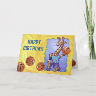Basketball Giraffe Happy Birthday Card Karte