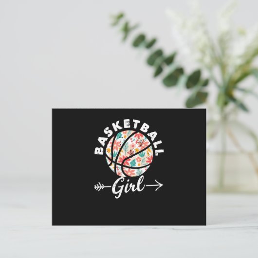 Basketball girl ball player fan team postkarte (Stehend Vorderseite)