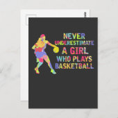 Basketball Girl Colorful Athlete Postkarte (Vorne/Hinten)