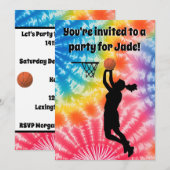 Basketball Girl Custom Krawatte Dye Rainbow Birthd Einladung (Vorne/Hinten)