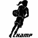 Basketball Girl Dribbling Freistehende Fotoskulptur<br><div class="desc">Silhouette eines BasketballMädchens,  das auf einer kleinen Skulptur tropft. Klicken Sie auf Anpassen,  um Text zu ändern.</div>