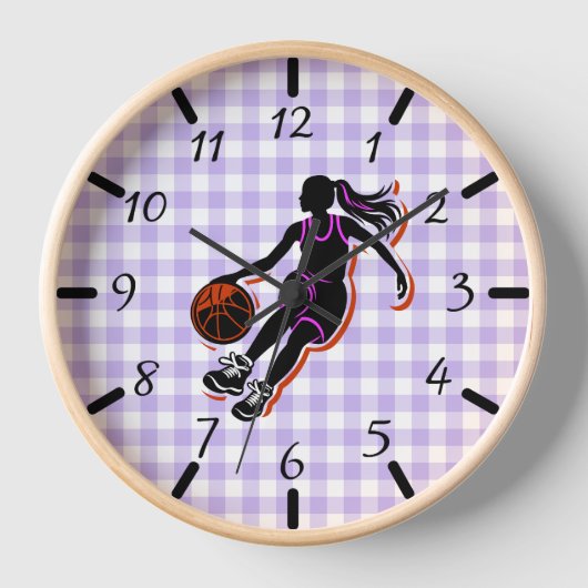 Basketball-Girl Dribbling Wall Clock Uhr (Vorderseite)