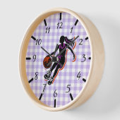 Basketball-Girl Dribbling Wall Clock Uhr (Winkel)