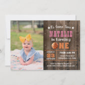 Basketball Girl Foto 1. Geburtstag Einladung (Vorderseite)