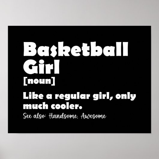 Basketball Girl Funny Dictionary Definition Poster (Vorne)
