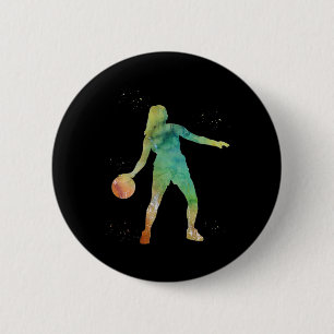 Basketball Girl Playing Button