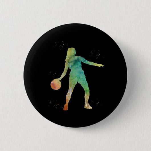 Basketball Girl Playing Button (Vorderseite)