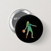 Basketball Girl Playing Button (Vorne & Hinten)