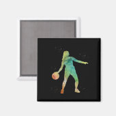 Basketball Girl Playing Magnet (Vorderseite/Rückseite)