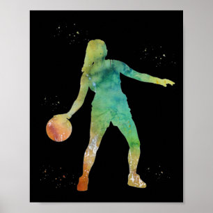 Basketball Girl Playing Poster