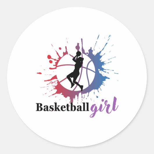 Basketball Girl Runder Aufkleber (Vorderseite)