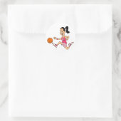 Basketball Girl Runder Aufkleber (Tasche)