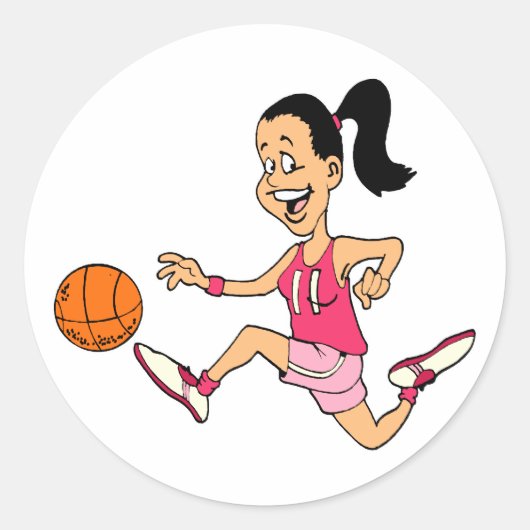 Basketball Girl Runder Aufkleber (Vorderseite)