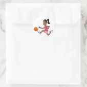 Basketball Girl Runder Aufkleber (Tasche)