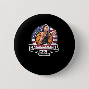 Basketball Girl Usa Button