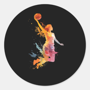 Basketball Girl Women Girl Runder Aufkleber