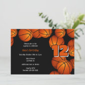 Basketball-Girls Jungs Geburtstagsparty Einladung (Stehend Vorderseite)