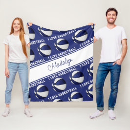 Basketball-Girls-Liebe in Blau-Weiß Fleecedecke
