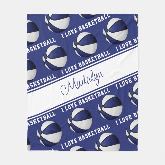 Basketball-Girls-Liebe in Blau-Weiß Fleecedecke (Vorderseite)