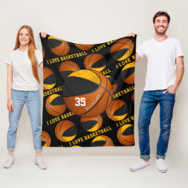 Basketball-Girls-Liebe mit schwarzem Gold Fleecedecke