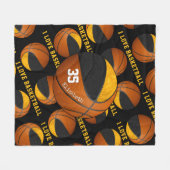 Basketball-Girls-Liebe mit schwarzem Gold Fleecedecke (Vorderseite (Horizontal))