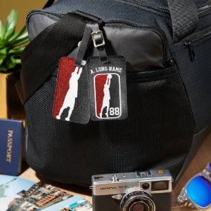 Basketball Glitzer Basketball-Player in Rot und Sc Gepäckanhänger