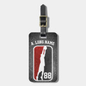 Basketball Glitzer Basketball-Player in Rot und Sc Gepäckanhänger (Vorderseite vertikal)