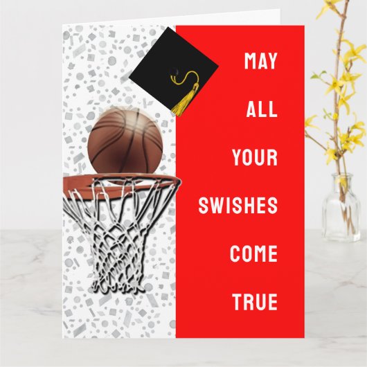 Basketball Glückwunschs Viel Glück Abschluss Card Karte (Gelbe Blume)