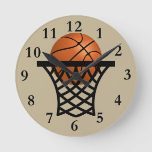 basketball going into hoop clock runde wanduhr