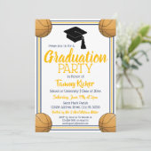 Basketball-Graduierungsparty Einladung (Stehend Vorderseite)