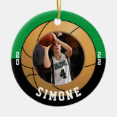 Basketball Green Black Team Colors Keramik Ornament (Vorne)