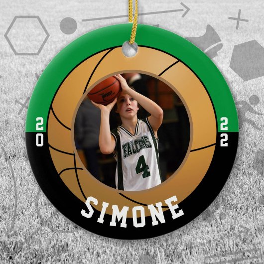 Basketball Green Black Team Colors Keramik Ornament