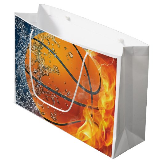Basketball Große Geschenktüte (Vorderseite Schrägansicht)